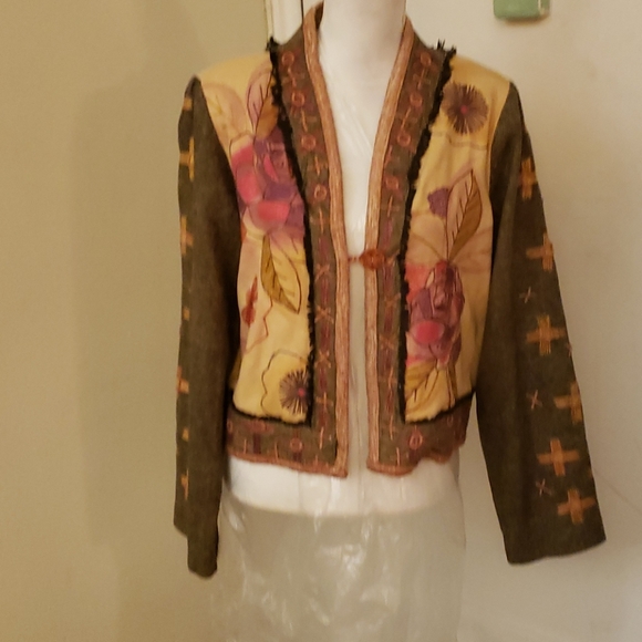 Sandy Starkman Jackets & Blazers - Sandy Sparkman Floral Silk/Wool Jacket-Cadigan Size L